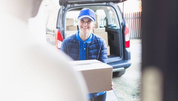 Woman delivering box