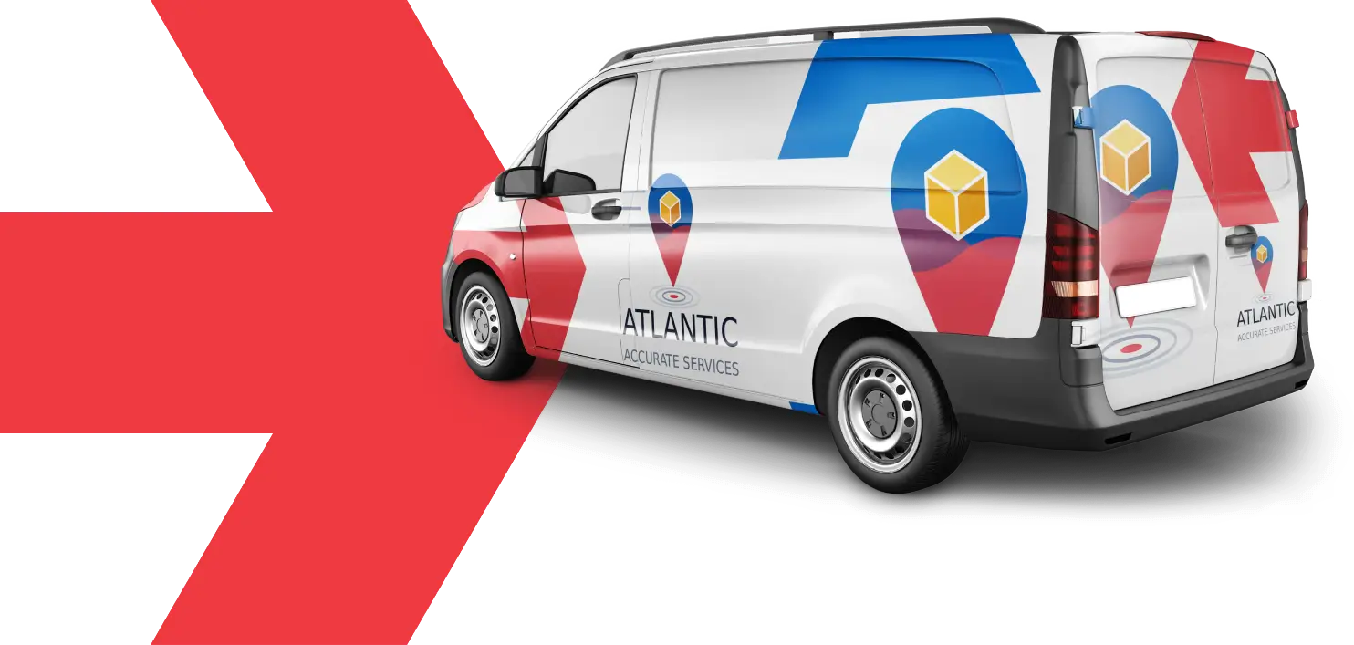Van wrapped in the company logo